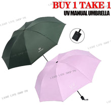 BUY 1 TAKE 1 Manual UV umbrella vinyl umbrella men's and women's sunscreen parasol for rain or shine