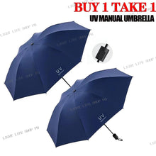 BUY 1 TAKE 1 Manual UV umbrella vinyl umbrella men's and women's sunscreen parasol for rain or shine
