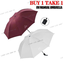 BUY 1 TAKE 1 Manual UV umbrella vinyl umbrella men's and women's sunscreen parasol for rain or shine