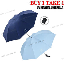 BUY 1 TAKE 1 Manual UV umbrella vinyl umbrella men's and women's sunscreen parasol for rain or shine