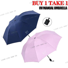 BUY 1 TAKE 1 Manual UV umbrella vinyl umbrella men's and women's sunscreen parasol for rain or shine