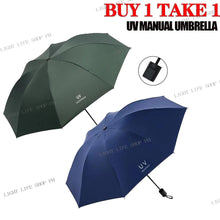 BUY 1 TAKE 1 Manual UV umbrella vinyl umbrella men's and women's sunscreen parasol for rain or shine