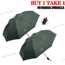 BUY 1 TAKE 1 Manual UV umbrella vinyl umbrella men's and women's sunscreen parasol for rain or shine