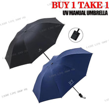 BUY 1 TAKE 1 Manual UV umbrella vinyl umbrella men's and women's sunscreen parasol for rain or shine