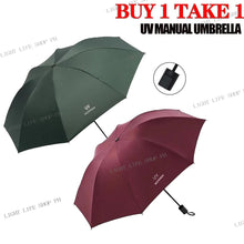 BUY 1 TAKE 1 Manual UV umbrella vinyl umbrella men's and women's sunscreen parasol for rain or shine