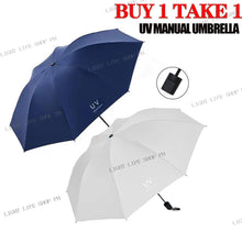 BUY 1 TAKE 1 Manual UV umbrella vinyl umbrella men's and women's sunscreen parasol for rain or shine