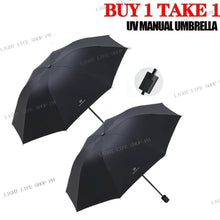 BUY 1 TAKE 1 Manual UV umbrella vinyl umbrella men's and women's sunscreen parasol for rain or shine