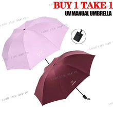 BUY 1 TAKE 1 Manual UV umbrella vinyl umbrella men's and women's sunscreen parasol for rain or shine