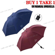 BUY 1 TAKE 1 Manual UV umbrella vinyl umbrella men's and women's sunscreen parasol for rain or shine