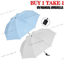 BUY 1 TAKE 1 Manual UV umbrella vinyl umbrella men's and women's sunscreen parasol for rain or shine
