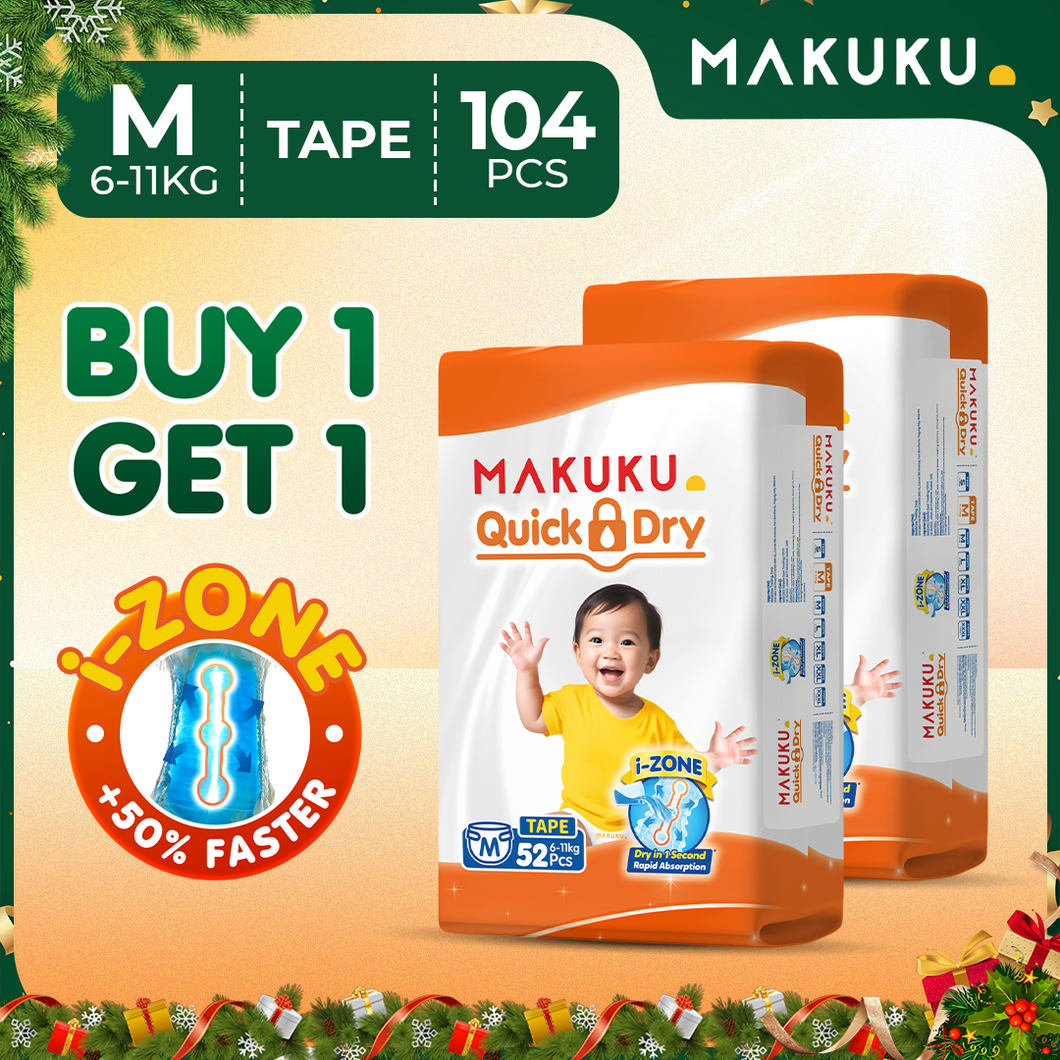 【B1T1】MAKUKU Diaper Quick Dry Tape and Pull Up Pants 50pcs Baby M L XL XXL XXXL Ultra Thin Soft and Breathable