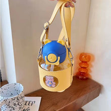 Kids Water Bottle 700ml with Straw Strap Cute Bear Pop Cap Drinking Bottle Air B