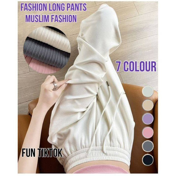 company name Fashion Women High Elastic Wide-leg Long Pants Loose Pants High Waist Seluar Panjang Wa