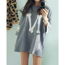 Casual Scoop Neck Loose-Fitting Printed 3/4 Length Sleeve T-shirt For Women