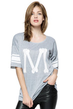 Casual Scoop Neck Loose-Fitting Printed 3/4 Length Sleeve T-shirt For Women