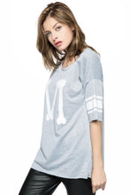 Casual Scoop Neck Loose-Fitting Printed 3/4 Length Sleeve T-shirt For Women