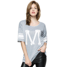 Casual Scoop Neck Loose-Fitting Printed 3/4 Length Sleeve T-shirt For Women