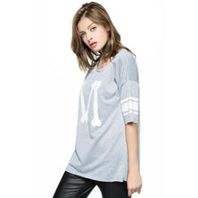 Casual Scoop Neck Loose-Fitting Printed 3/4 Length Sleeve T-shirt For Women