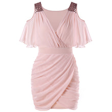 Cold Shoulder Sequins Mini Bodycon Dress