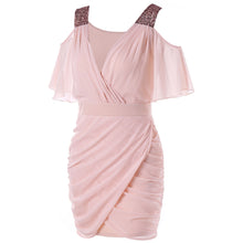 Cold Shoulder Sequins Mini Bodycon Dress
