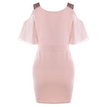 Cold Shoulder Sequins Mini Bodycon Dress