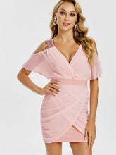 Cold Shoulder Sequins Mini Bodycon Dress