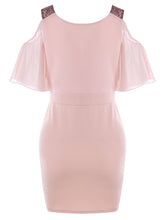 Cold Shoulder Sequins Mini Bodycon Dress