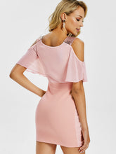 Cold Shoulder Sequins Mini Bodycon Dress