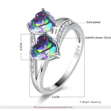 Fashion Lover Jewelry Heart Cut Rainbow & White Topaz Gemstone Silver Ring