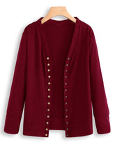 Women Long Sleeve Button Solid Color Knit Sweaters