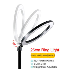 26cm LED Ring Light with 2.1M Tripod Stand Youtuber FB Live Mobile Phone Shooting Lightning Tiktok Live Stream Light