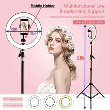 26cm LED Ring Light with 2.1M Tripod Stand Youtuber FB Live Mobile Phone Shooting Lightning Tiktok Live Stream Light