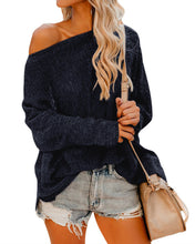 Off Shoulder Long Sleeve Blouse Casual Pullover Knit Sweater