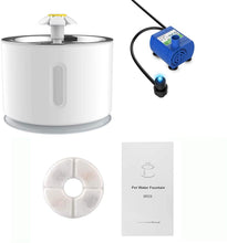 Pet Fountain, VINSIC Cat Water Fountain 80oz/2.4L Large Capacity - Cat Water Dispenser with Filter, Water Level Window, LED Light, Automatic Water Fountain for Cats & Dogs (White)
