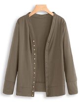 Women Long Sleeve Button Solid Color Knit Sweaters