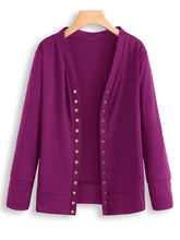 Women Long Sleeve Button Solid Color Knit Sweaters