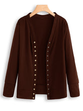 Women Long Sleeve Button Solid Color Knit Sweaters
