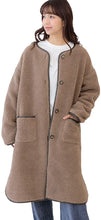 Adtier 10507008F Boa Coat Piping Synthetic Leather Boa Lining Slit Outer Long No Collar Pockets