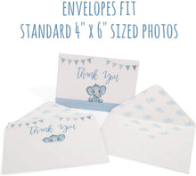 Baby Shower Thank You Cards for Boys. 50 Pack Blue Watercolor Elephant Boys Baby Shower Cards. Cute Thank You Notes with Envelopes & Stickers