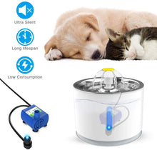 Pet Fountain, VINSIC Cat Water Fountain 80oz/2.4L Large Capacity - Cat Water Dispenser with Filter, Water Level Window, LED Light, Automatic Water Fountain for Cats & Dogs (White)