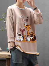 Long Sleeve O-neck Cartoon Print Casual Sweaters