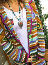Multicolor Print Vintage Long Sleeve Sweaters