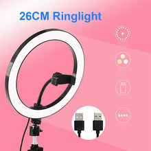 26cm LED Ring Light with 2.1M Tripod Stand Youtuber FB Live Mobile Phone Shooting Lightning Tiktok Live Stream Light