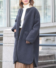 Adtier 10507008F Boa Coat Piping Synthetic Leather Boa Lining Slit Outer Long No Collar Pockets