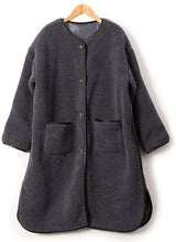 Adtier 10507008F Boa Coat Piping Synthetic Leather Boa Lining Slit Outer Long No Collar Pockets