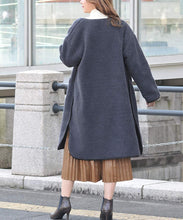 Adtier 10507008F Boa Coat Piping Synthetic Leather Boa Lining Slit Outer Long No Collar Pockets