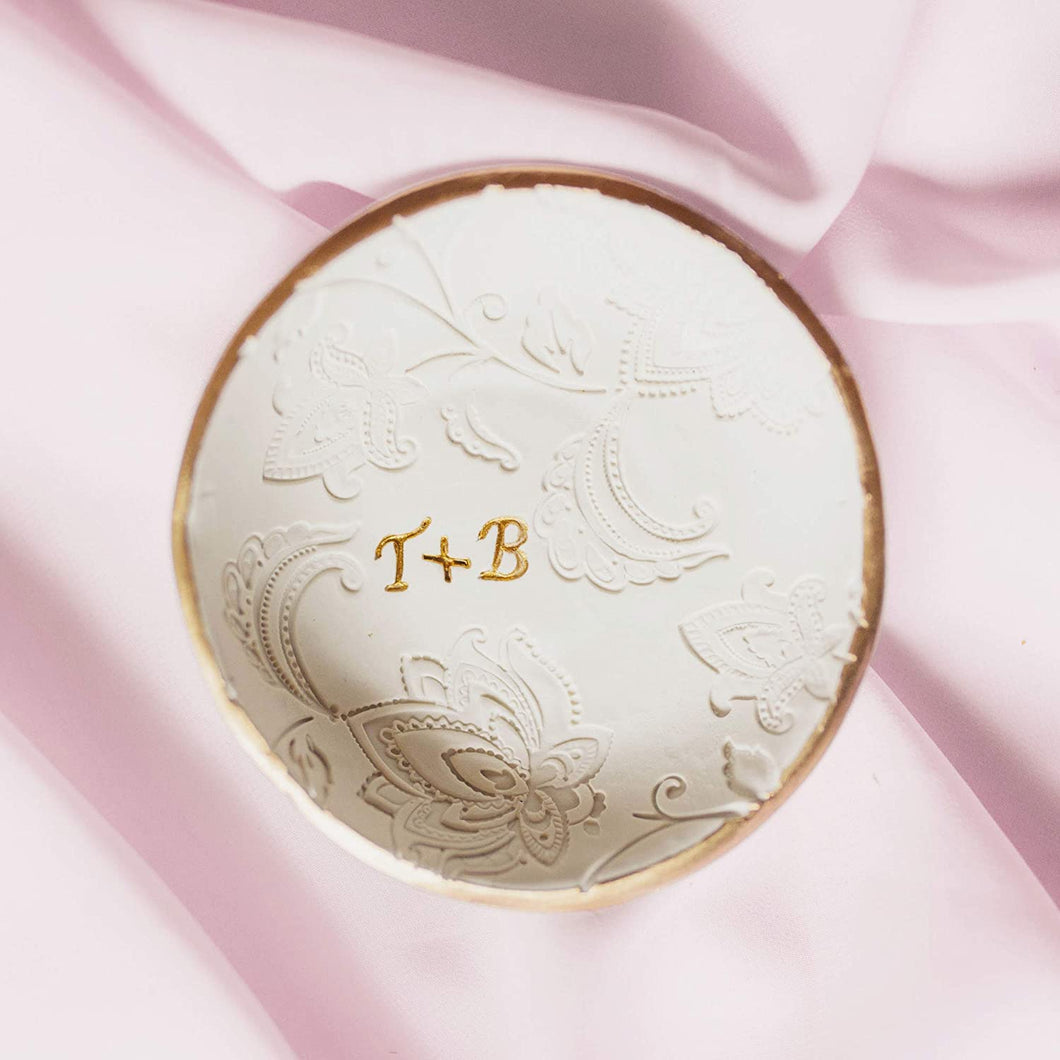 Personalized Jewelry Dish Flower Ring Holder Engagement Gift for Bride