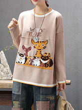 Long Sleeve O-neck Cartoon Print Casual Sweaters