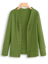 Women Long Sleeve Button Solid Color Knit Sweaters
