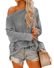 Off Shoulder Long Sleeve Blouse Casual Pullover Knit Sweater